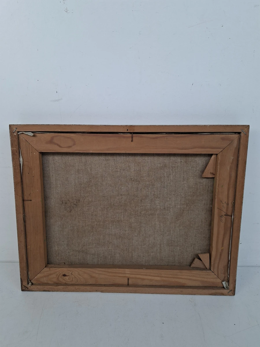 Vintage Schilderij – "Kerkje aan de Zandweg" door J. Debacker - foto 2