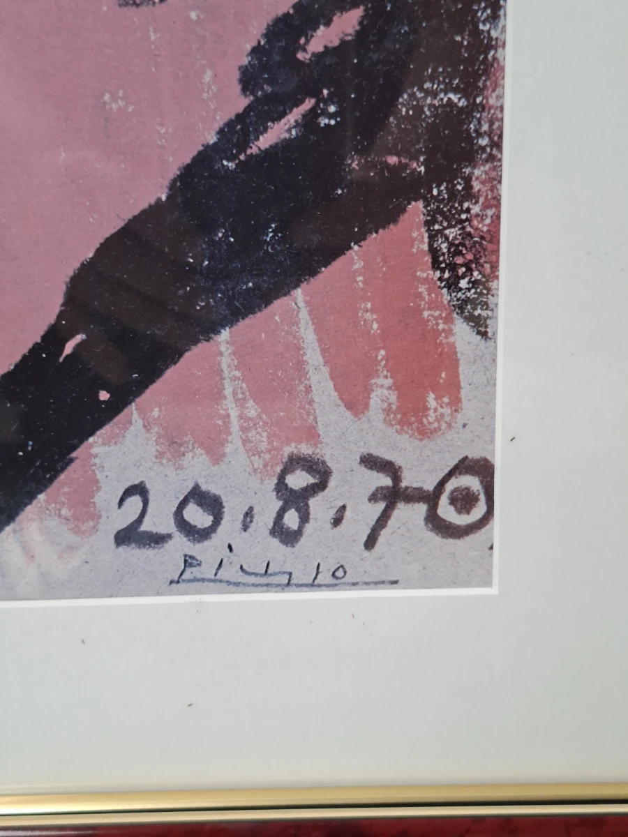 Grote Ingelijste Kunstdruk naar Pablo Picasso – "20.8.70" (Avignon Periode) – Luxe Houten Wissellijst - foto 2