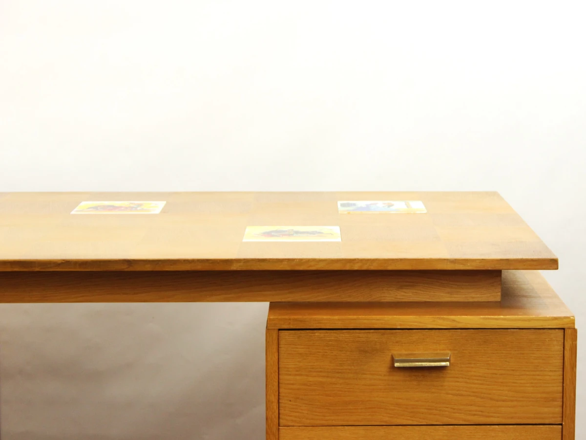 Vintage Mid-Century bureau met ingelegde Spaanse tegels – Jaren 60/70 - foto 4