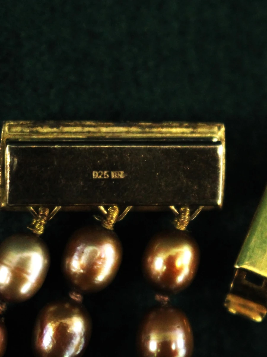 Zware driestrengs ketting met warme barokparels - foto 6
