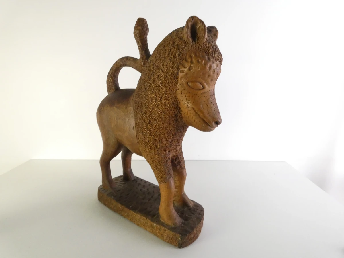 Afrikaans handgesneden houten leeuwensculptuur - foto 7