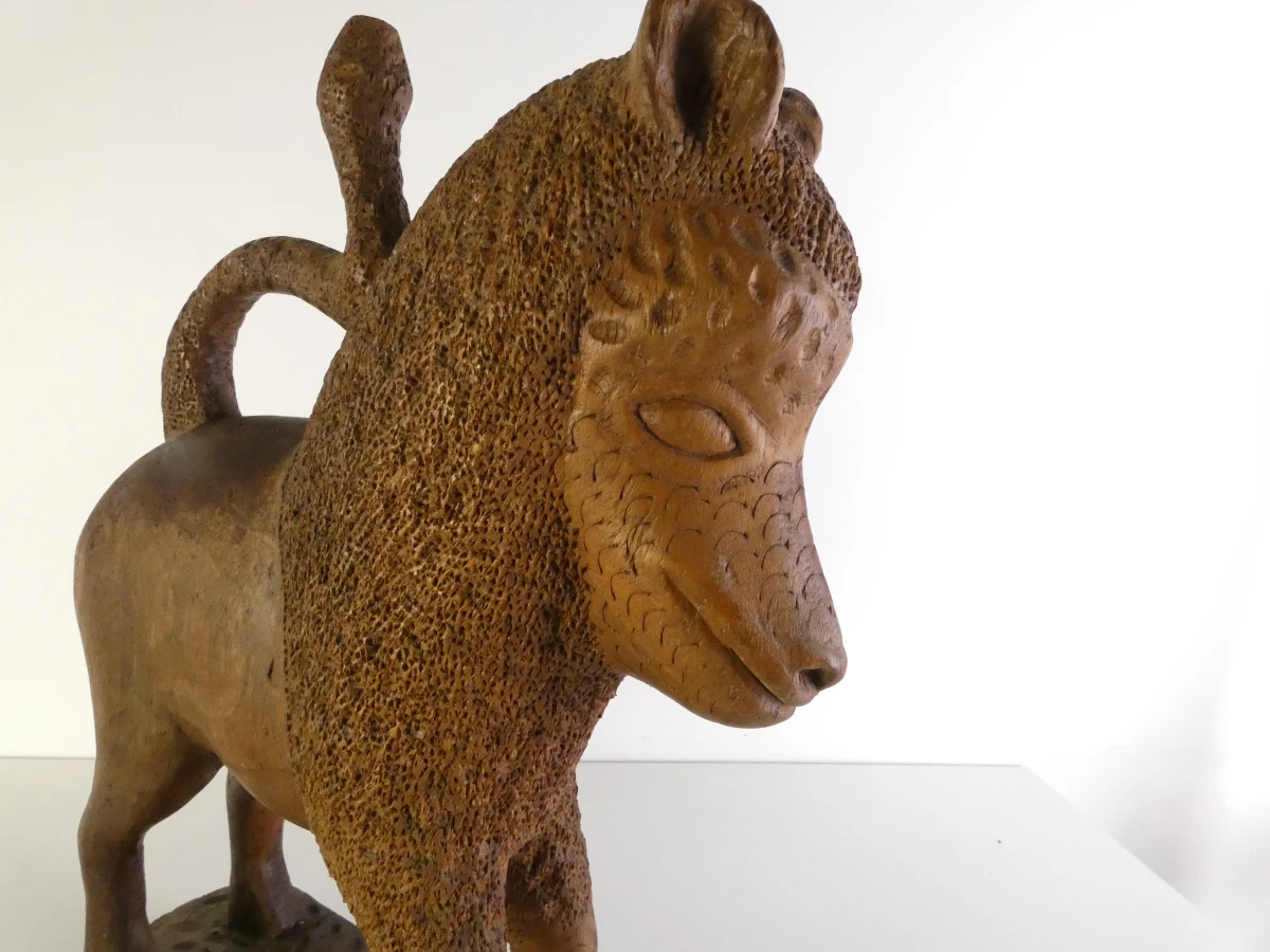 Afrikaans handgesneden houten leeuwensculptuur - foto 8