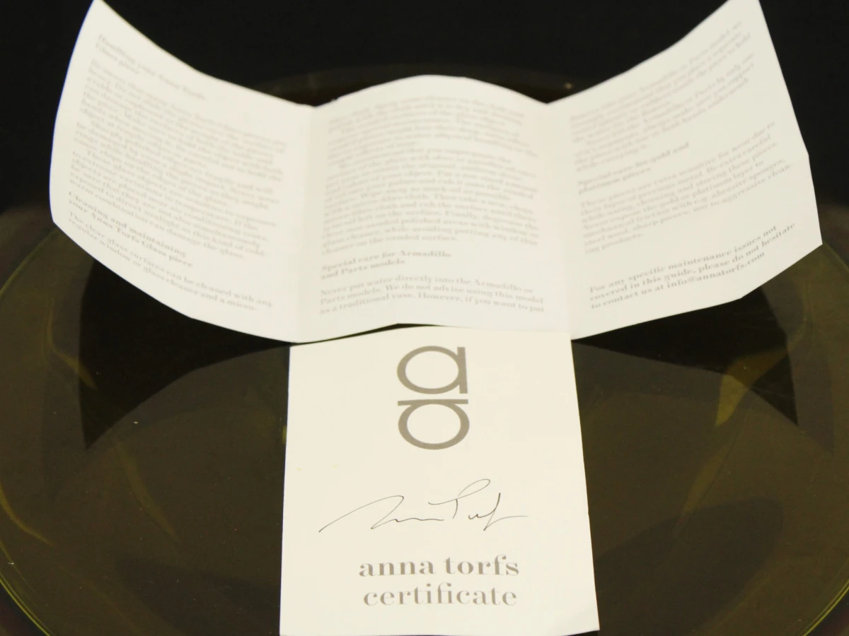 Anna Torfs Basics - Groot handgemaakt glaskunstobject in green amber met certificaat en originele doos - foto 6