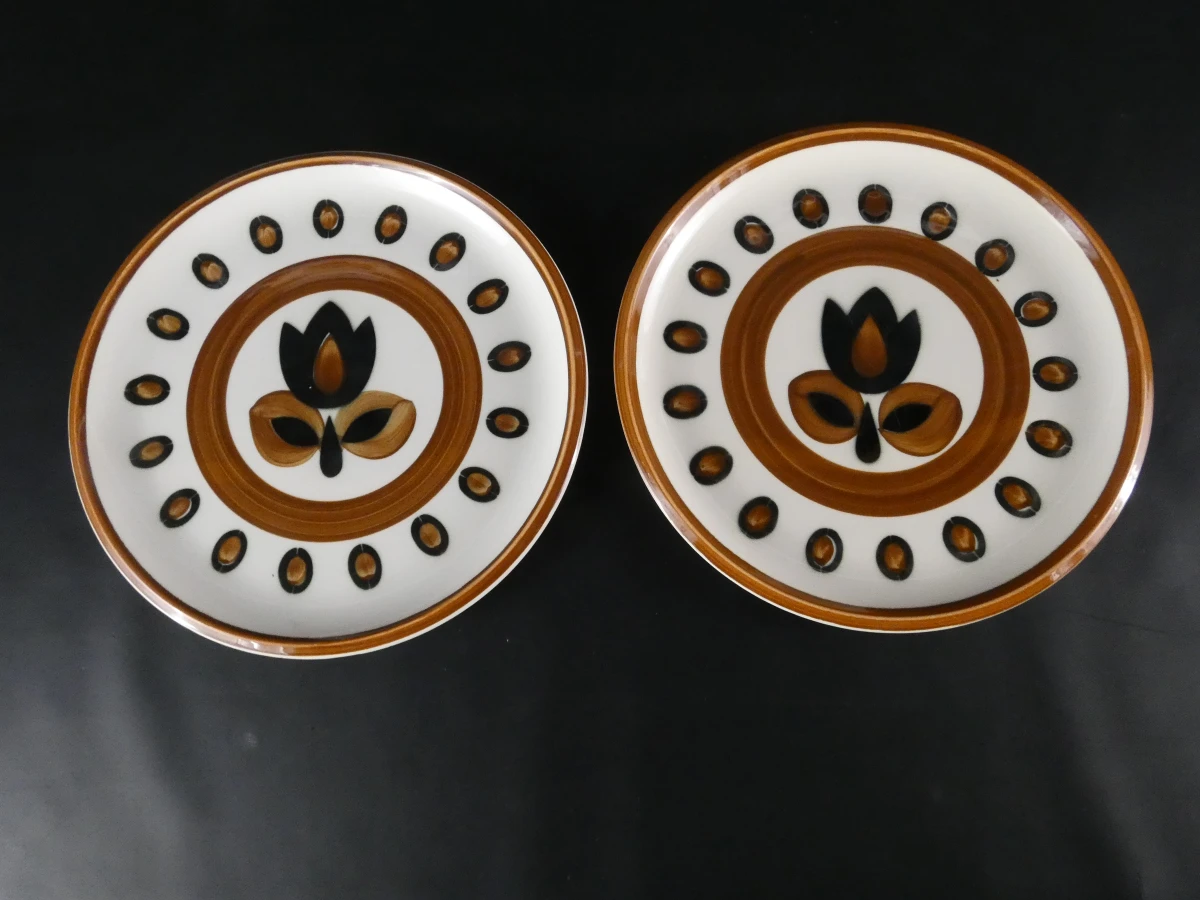 Boch La Louvière "Kimono", handbeschilderde set van 6 keramische borden - foto 6