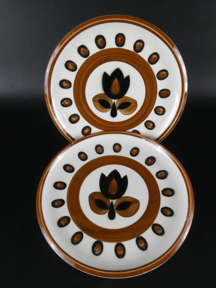 Boch La Louvière "Kimono", handbeschilderde set van 6 keramische borden - foto 11