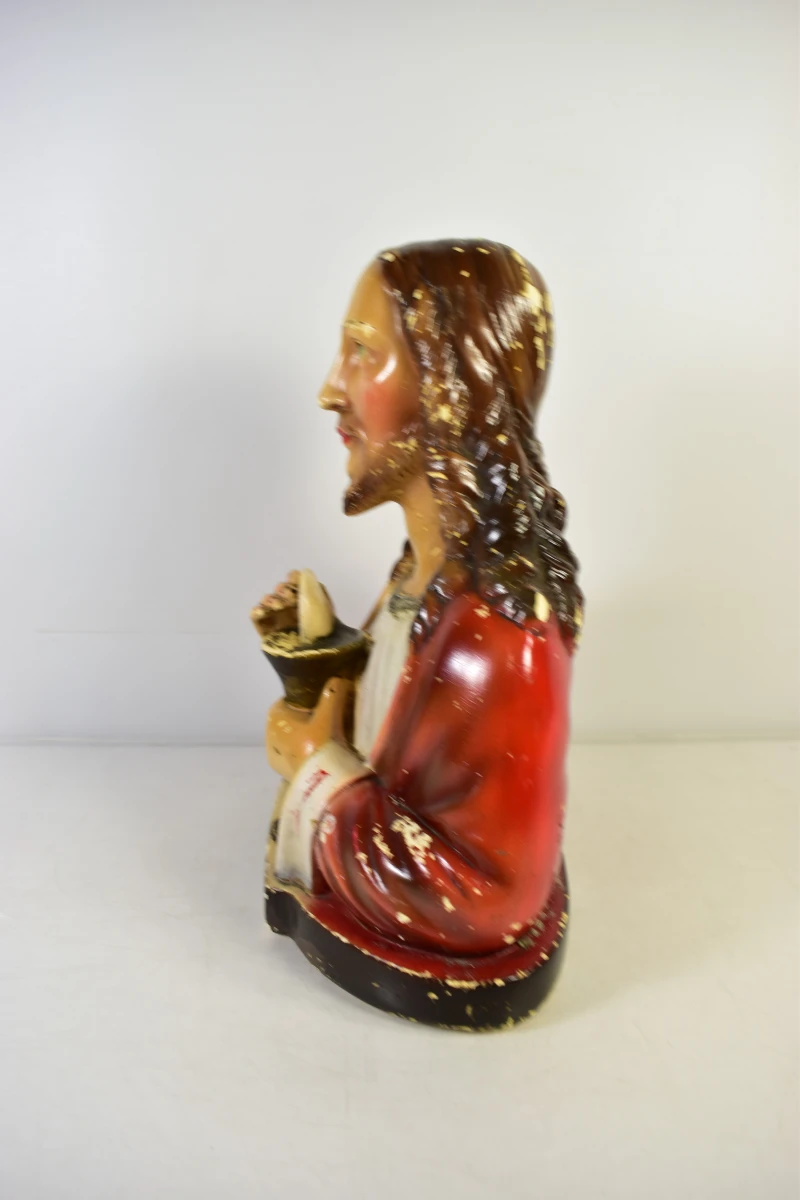 Religieus Heilig Hart Jezusbeeld met kelk en hostie - foto 11