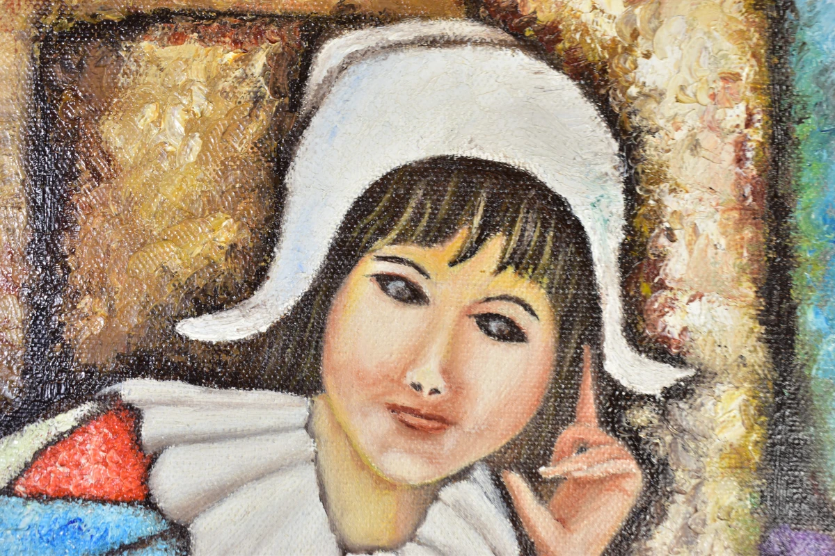 Gesigneerd schilderij van harlekijn – J. Peeters – 1988 - foto 3