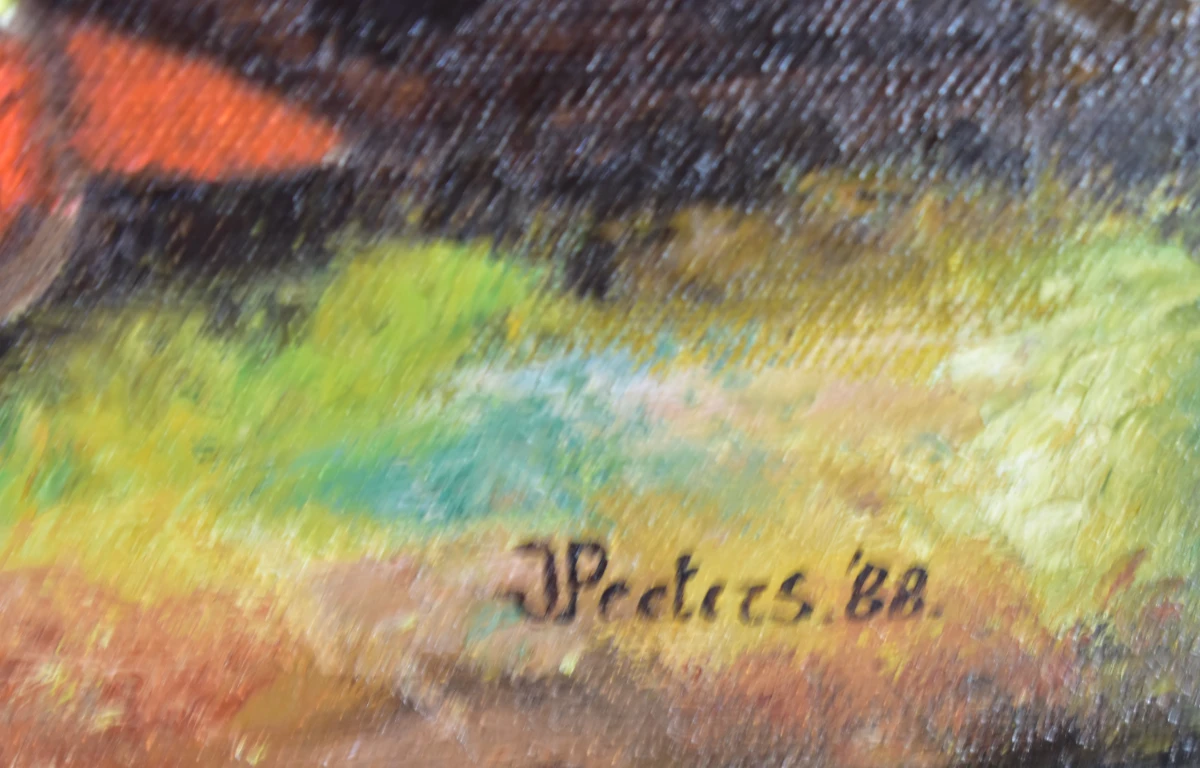 Gesigneerd schilderij van harlekijn – J. Peeters – 1988 - foto 2