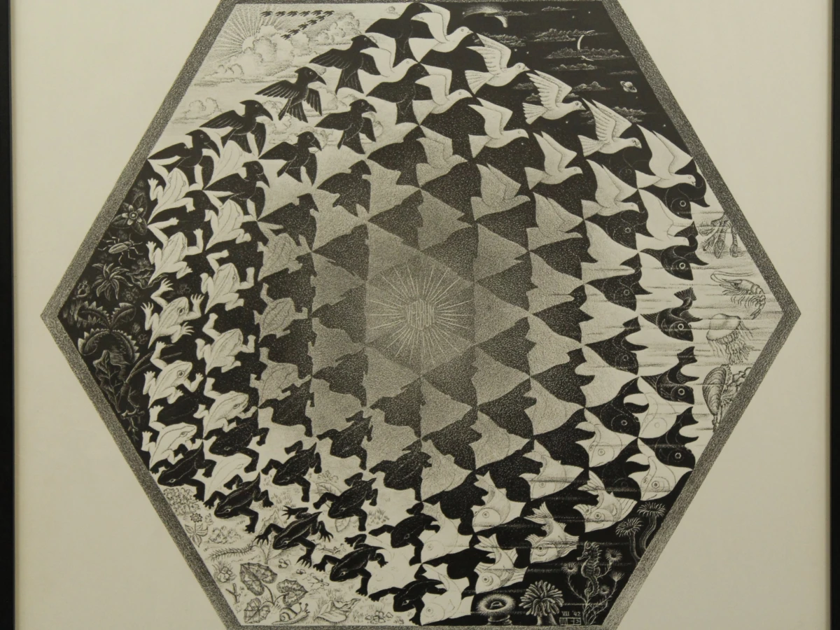 M.C. Escher – Verbum – Ingelijste Kunstdruk / Reproductie + broche - foto 3