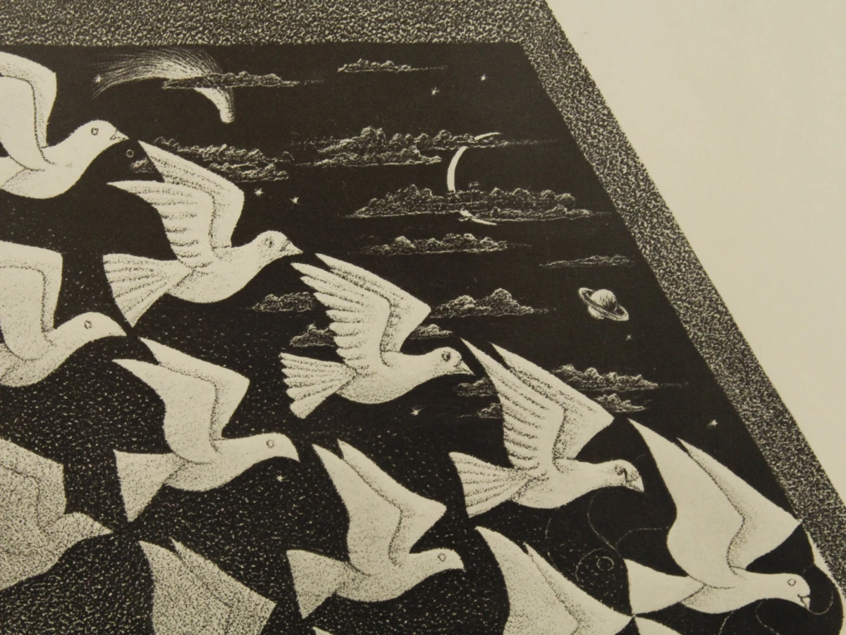 M.C. Escher – Verbum – Ingelijste Kunstdruk / Reproductie + broche - foto 6