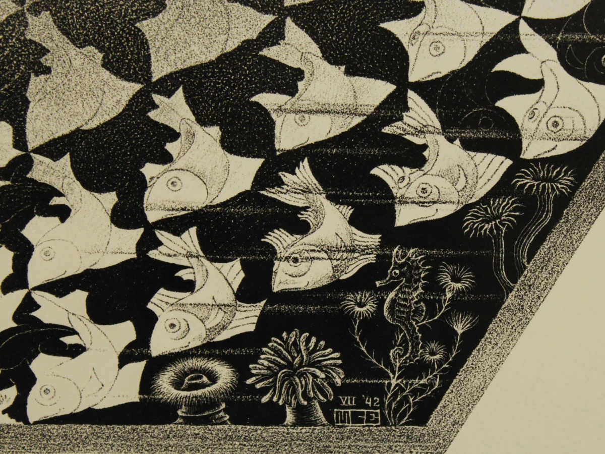 M.C. Escher – Verbum – Ingelijste Kunstdruk / Reproductie + broche - foto 13