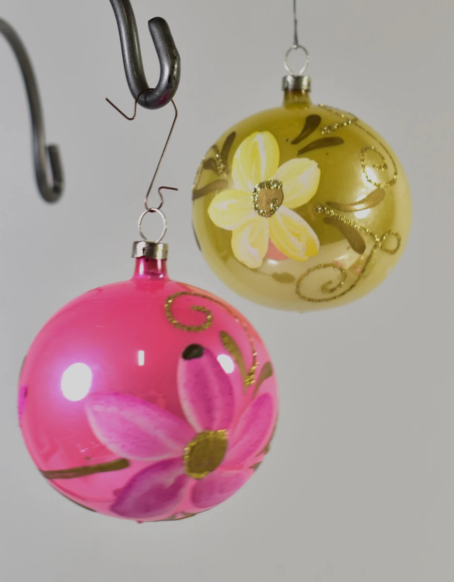 Verzameling van 11 vintage glazen kerstballen met piek in doos - foto 6