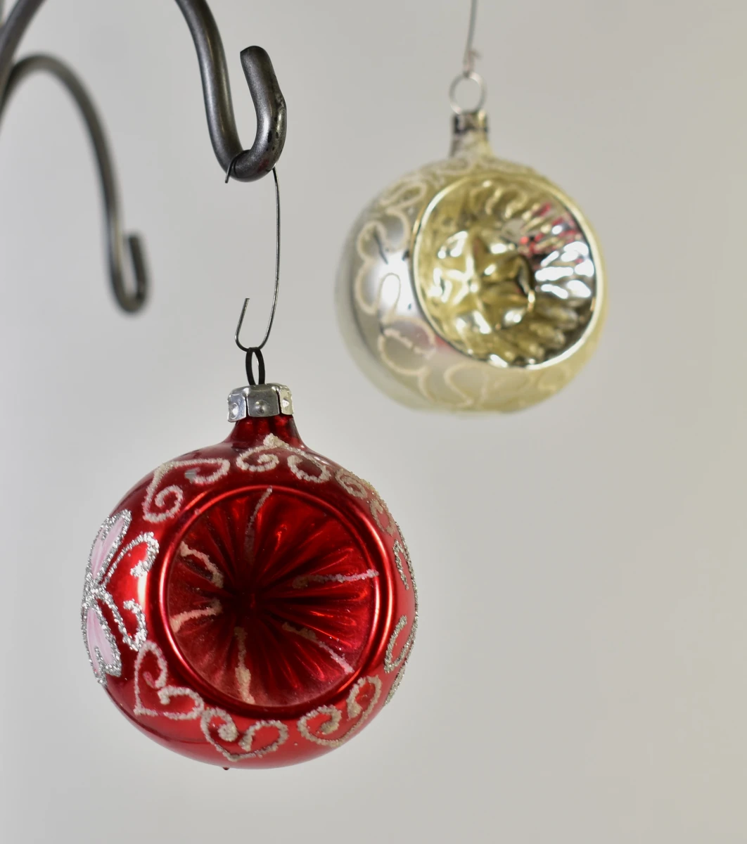Verzameling van 11 vintage glazen kerstballen met piek in doos - foto 2