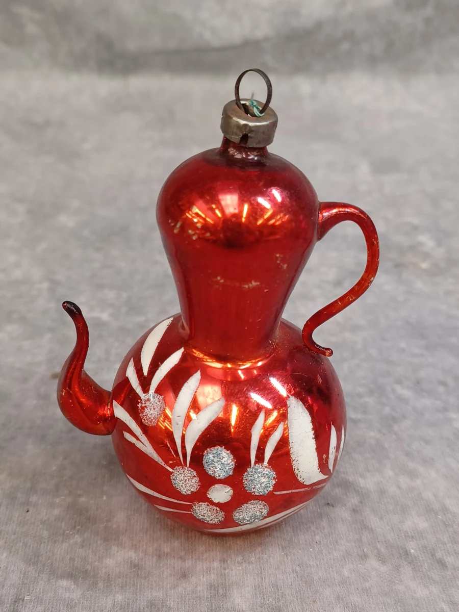 Unieke set van 3 vintage glazen kersthangers - foto 2