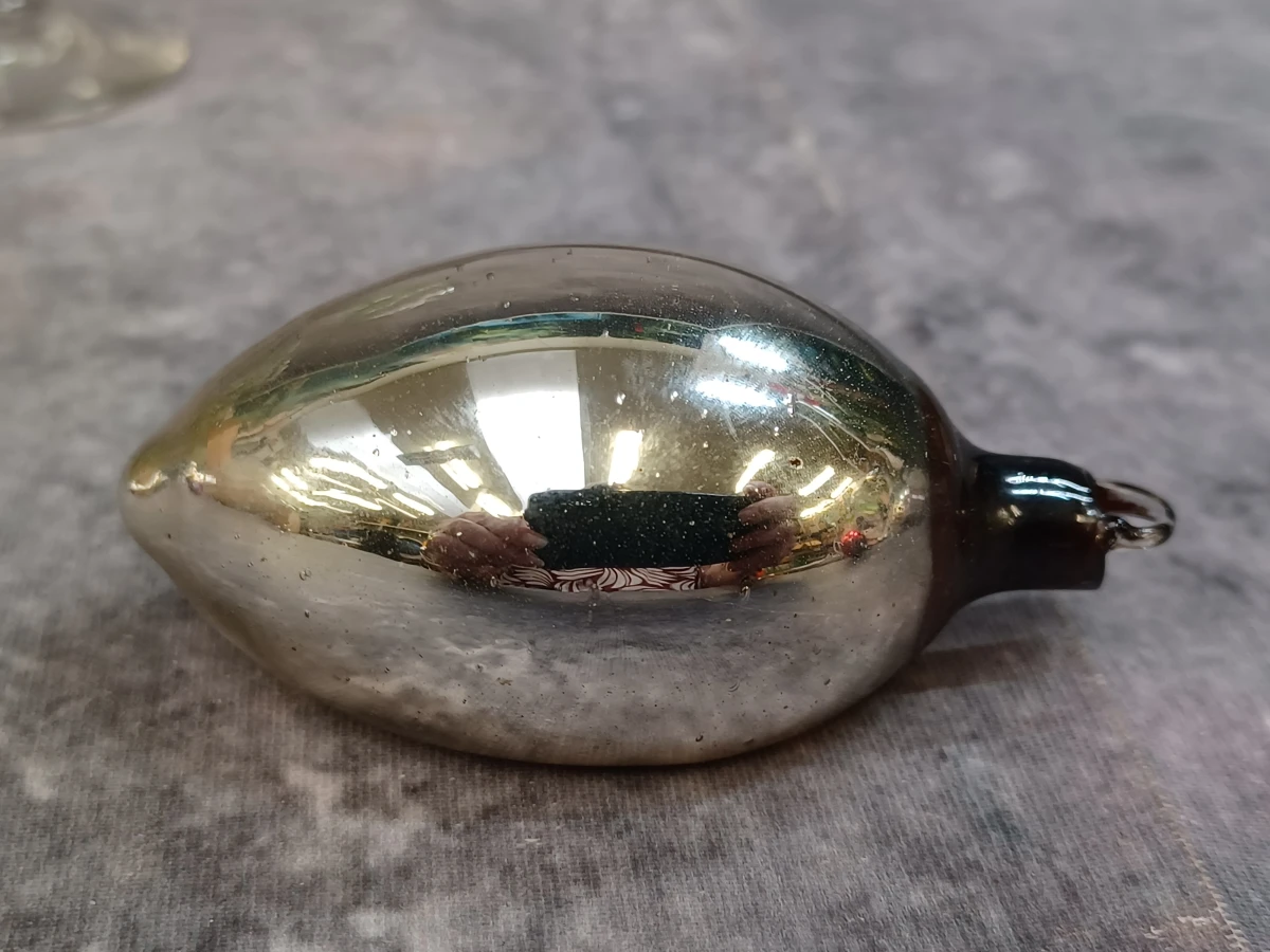Vintage Ajeko glazen kerstbal met reflector - Belgisch ambacht - foto 4