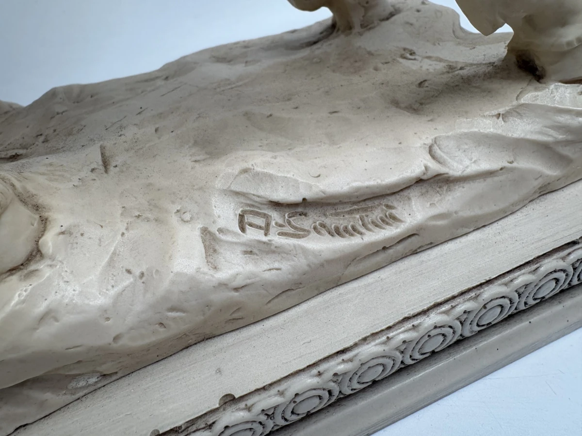 Sculptuur van Romeinse soldaat te paard door A. Santini - foto 1
