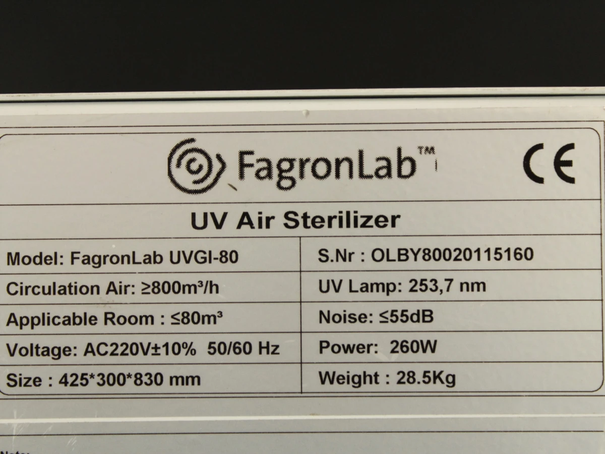 FagronLab UVGI-80 – UV-luchtsterilisator 3/3 - foto 8