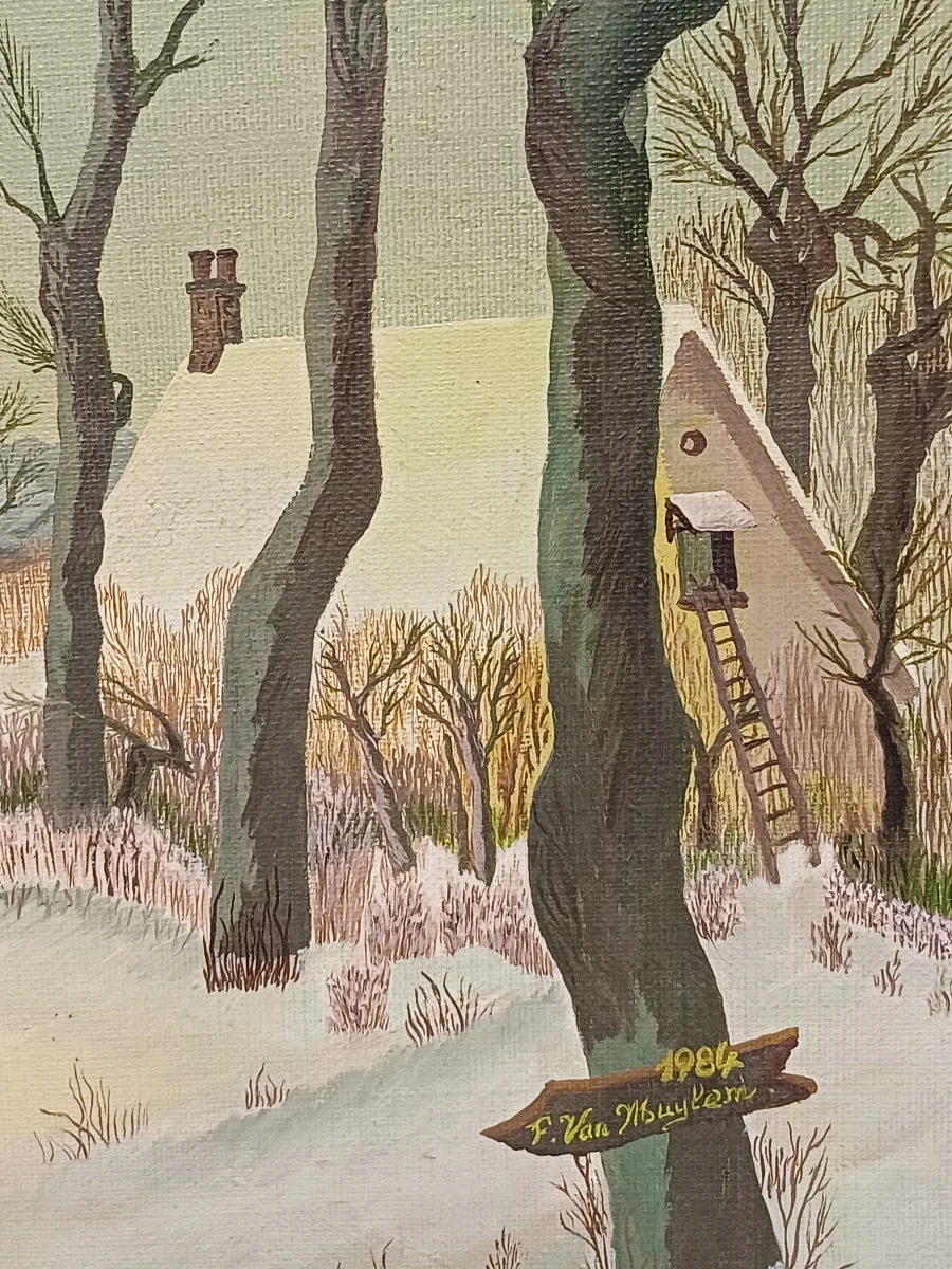 Schilderij sneeuwlandschap - F. Van Muylem - foto 6
