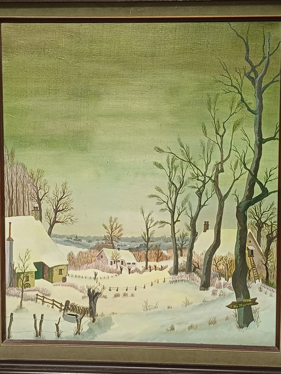 Schilderij sneeuwlandschap - F. Van Muylem - foto 2