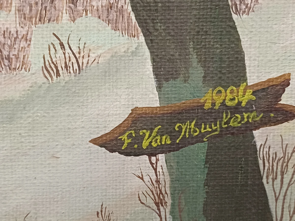 Schilderij sneeuwlandschap - F. Van Muylem - foto 4