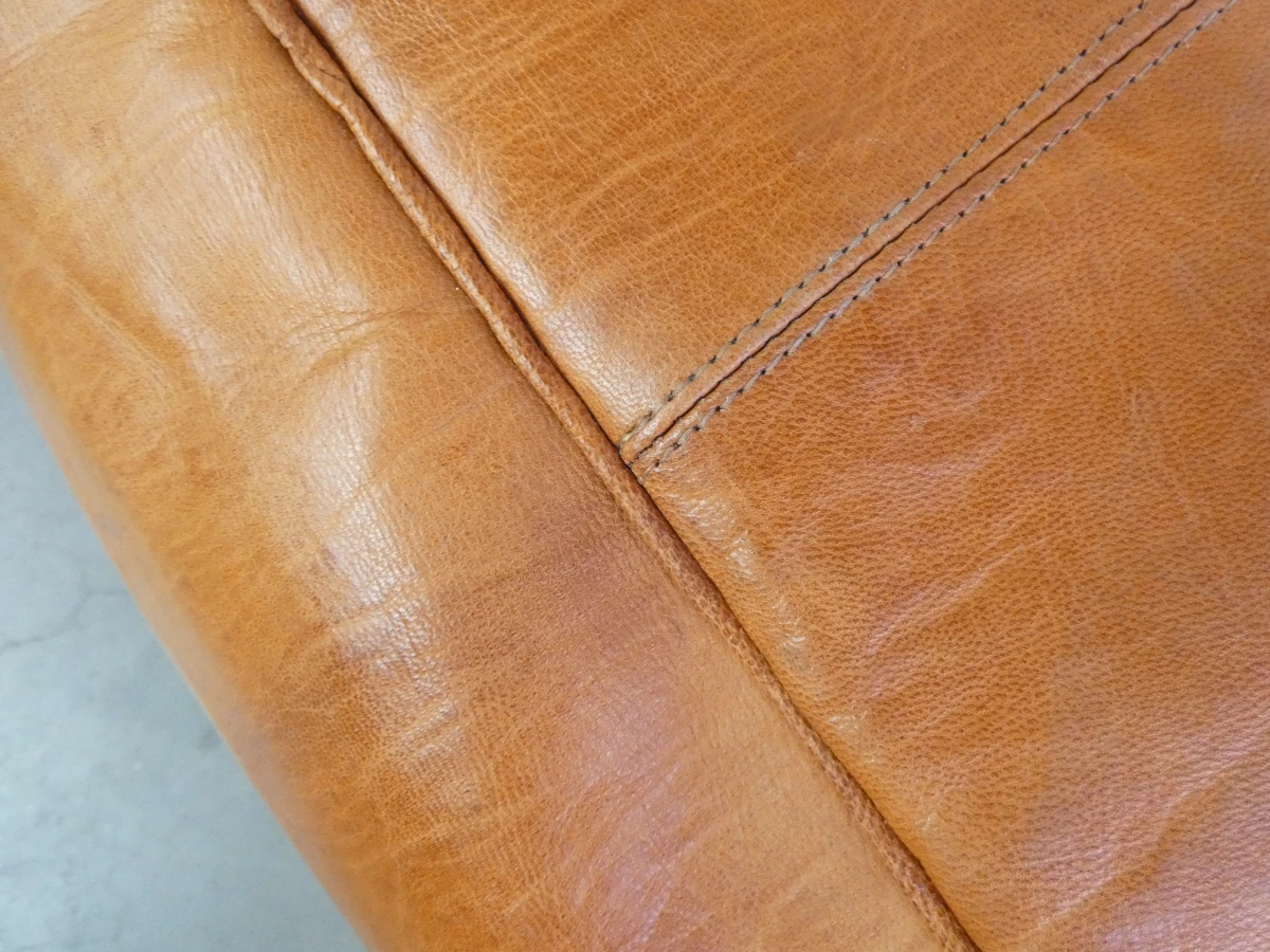 Handgemaakte, leren, vierkante Marokkaanse poef/vloerkussen + woontextiel - foto 7