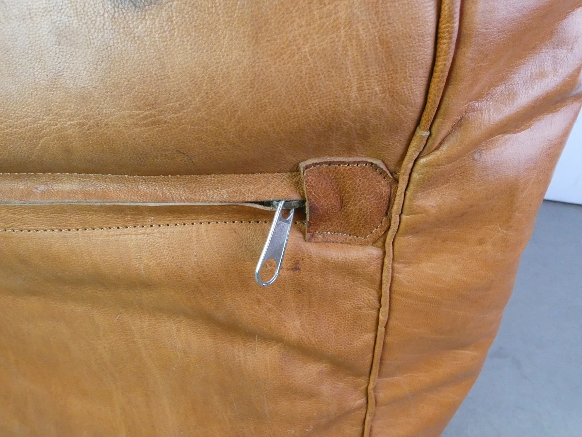 Handgemaakte, leren, vierkante Marokkaanse poef/vloerkussen + woontextiel - foto 9