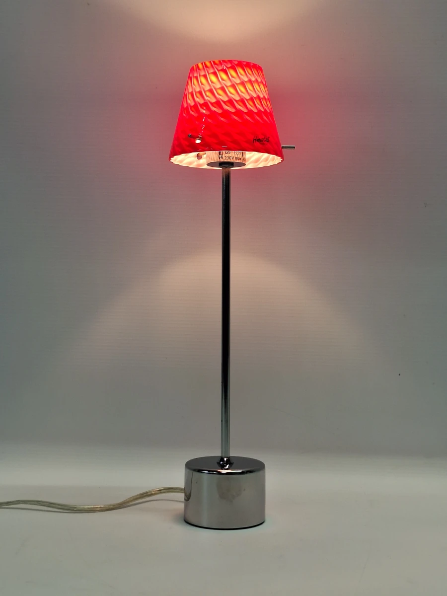 Herstal Gil Tafellamp - Deens Design - Rood Dubbelglas & Chroom - foto 2