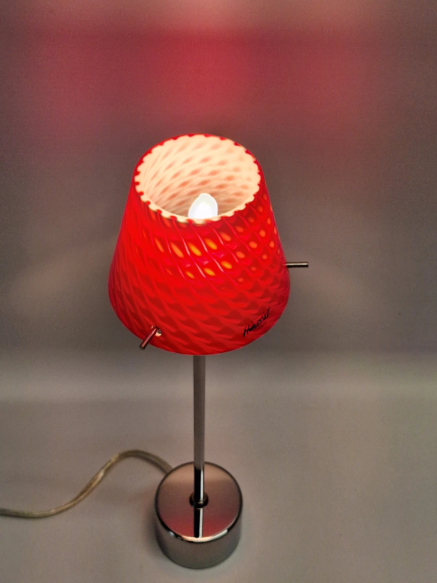 Herstal Gil Tafellamp - Deens Design - Rood Dubbelglas & Chroom - foto 7