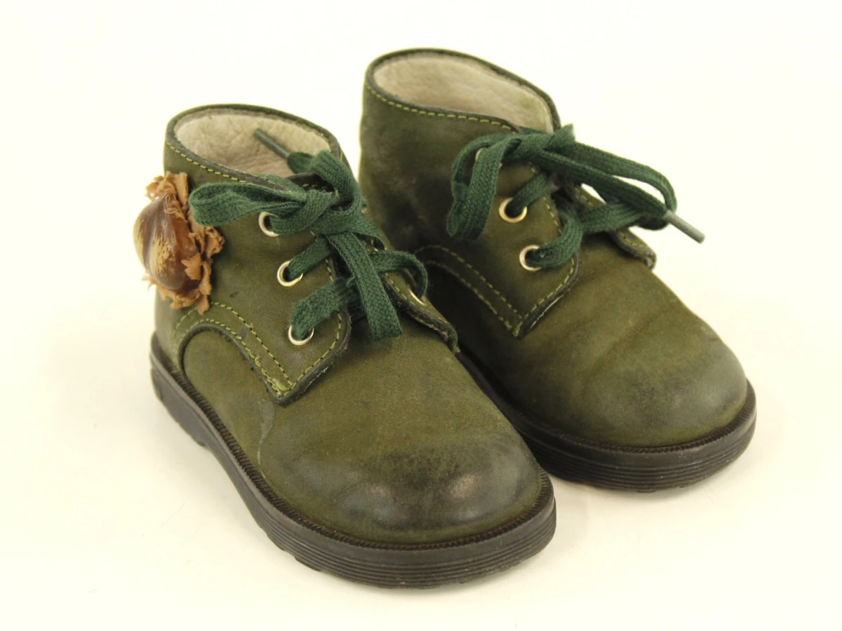 Moschino kinderschoentjes - Made in Italy - donkergroen leder met bruine kastanje (mt 20) - foto 2