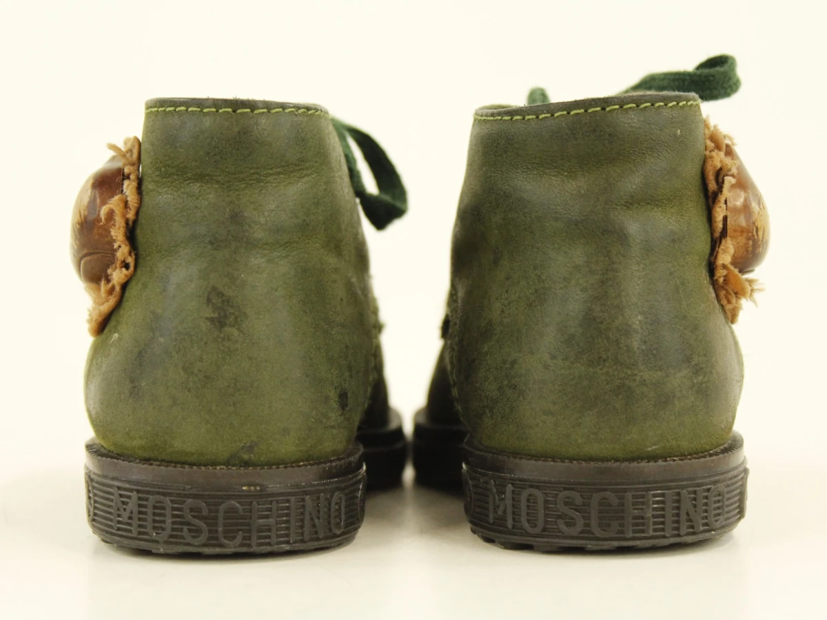 Moschino kinderschoentjes - Made in Italy - donkergroen leder met bruine kastanje (mt 20) - foto 4
