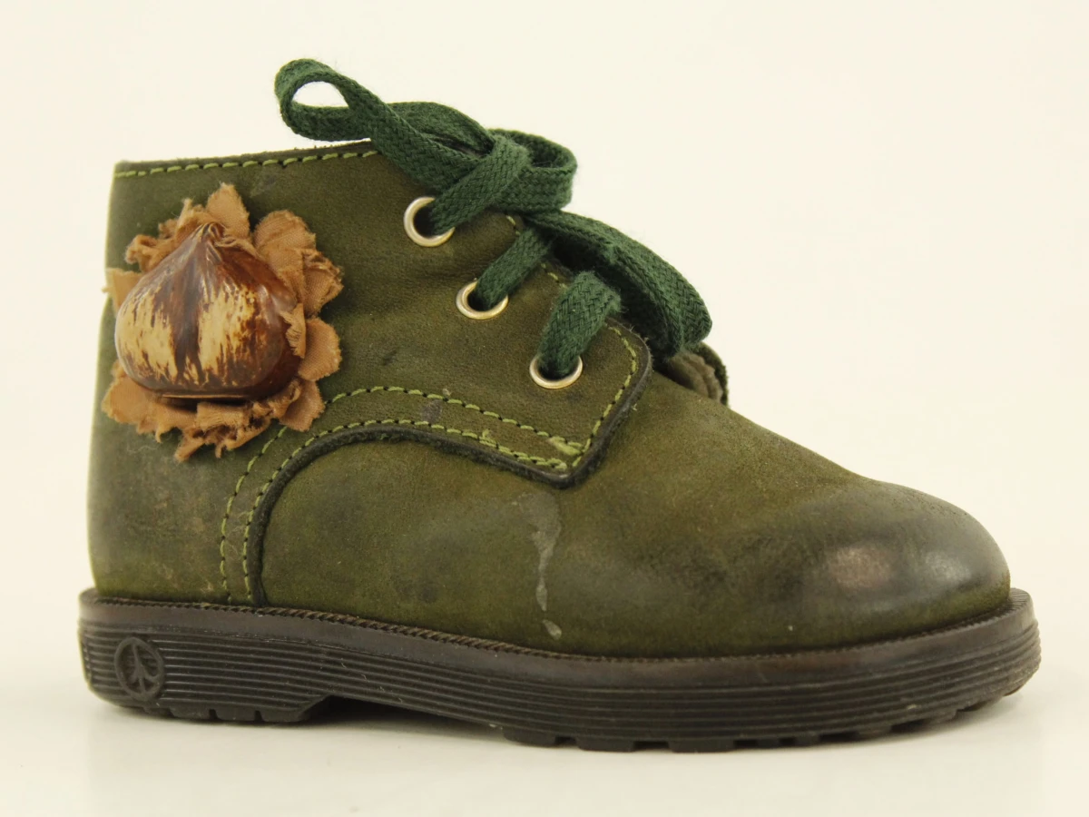 Moschino kinderschoentjes - Made in Italy - donkergroen leder met bruine kastanje (mt 20) - foto 8