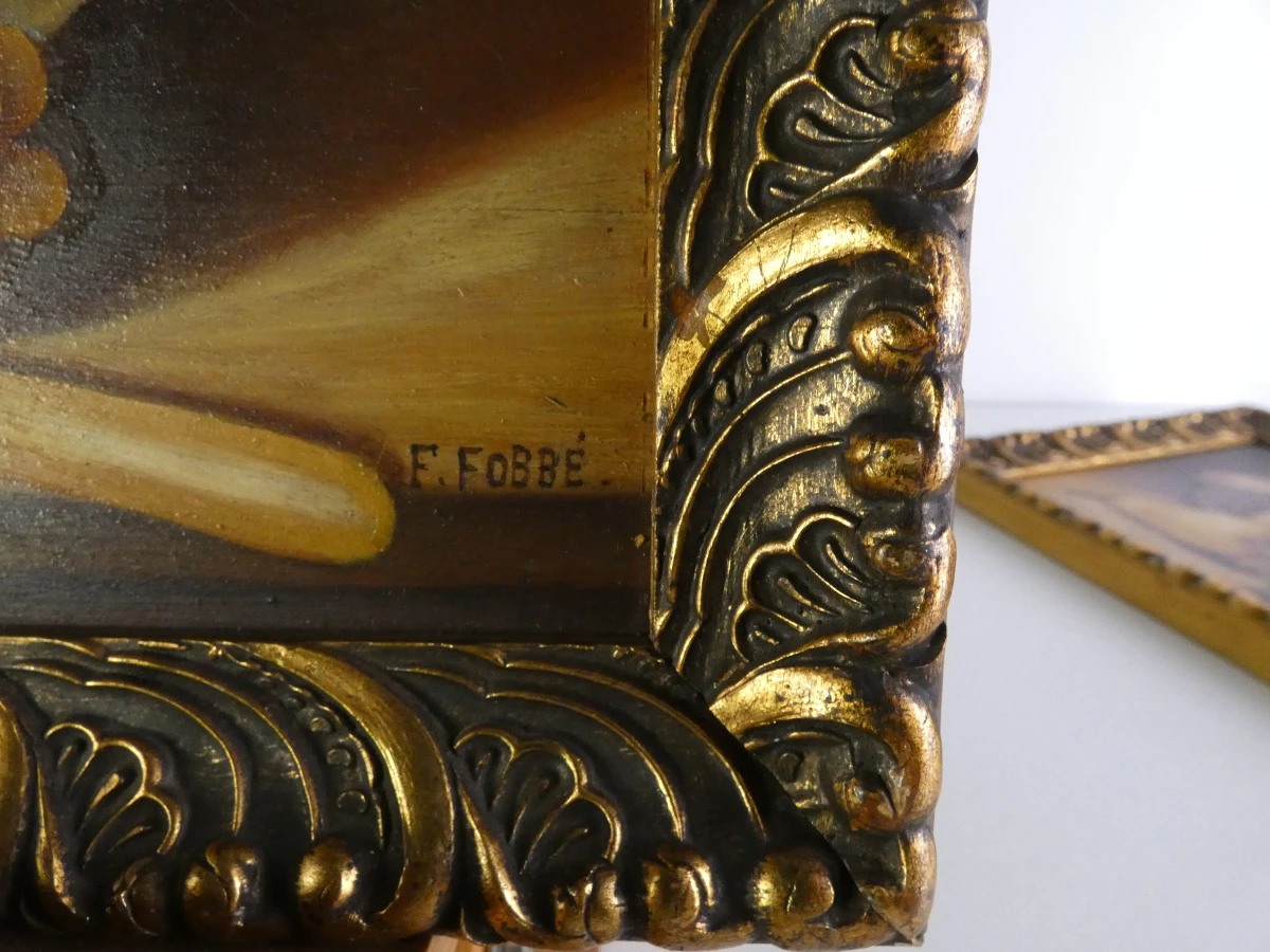 Olieverfschilderij Stilleven op hout van F. Fobbe - foto 2