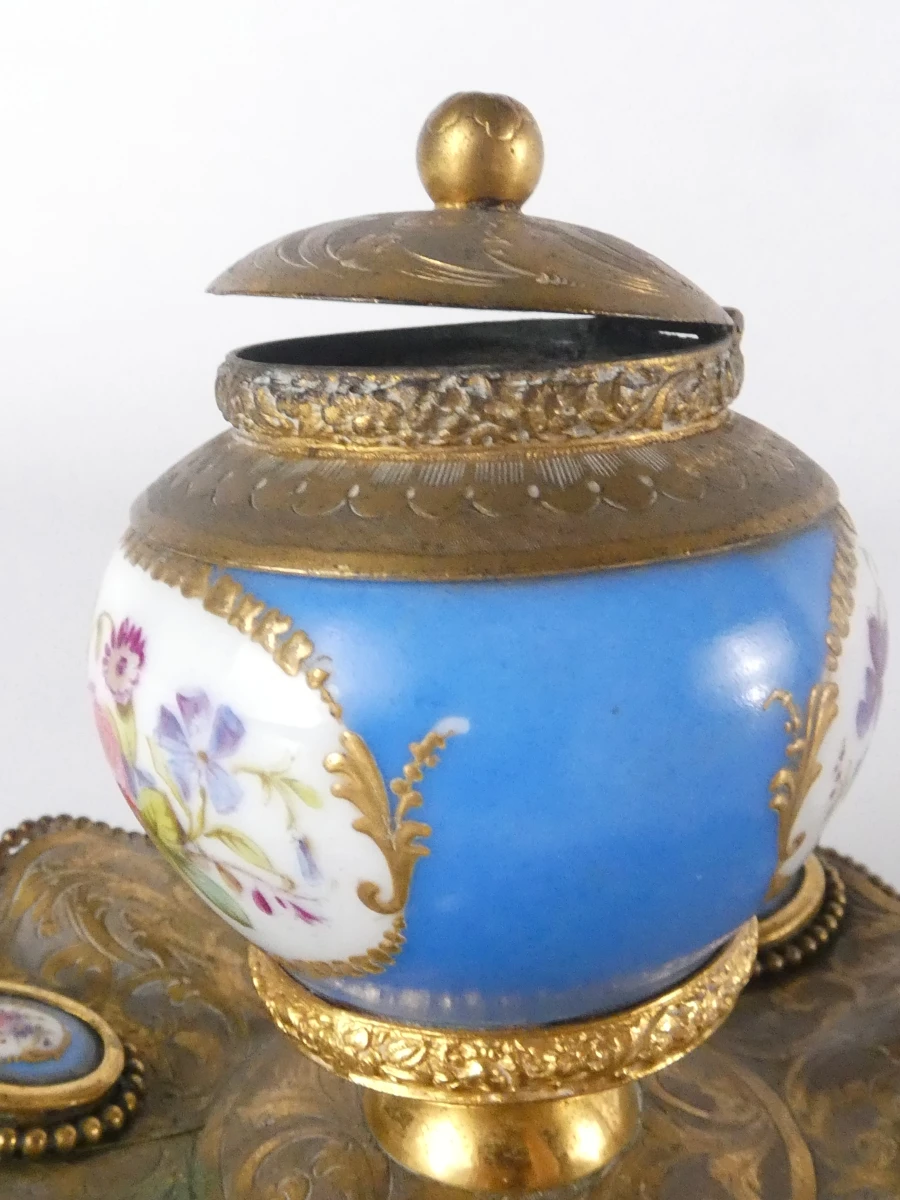 Vintage bureau-inktpot in Sèvres-stijl - foto 5