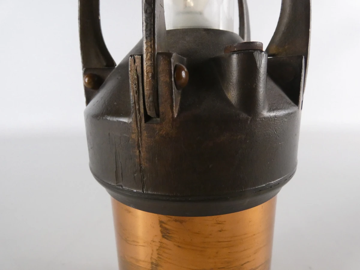 Vintage mijnwerkerslamp op batterijen / Decoratieve koperen lantaarn - foto 11