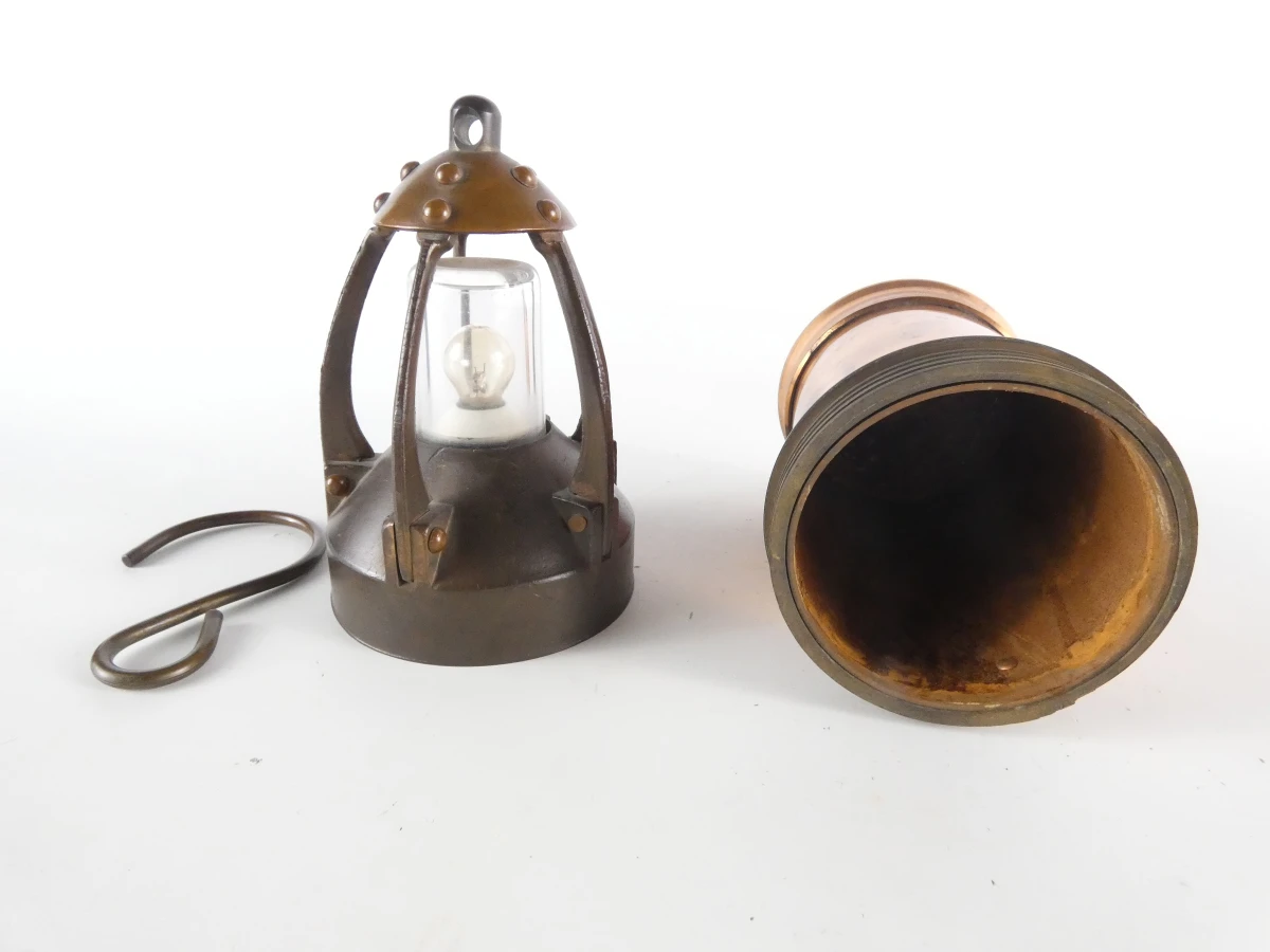 Vintage mijnwerkerslamp op batterijen / Decoratieve koperen lantaarn - foto 19