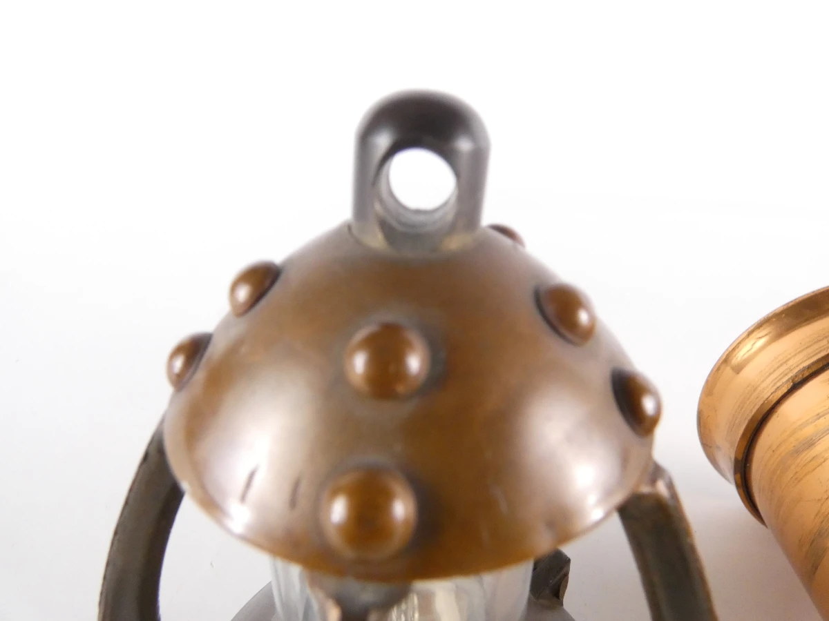Vintage mijnwerkerslamp op batterijen / Decoratieve koperen lantaarn - foto 14