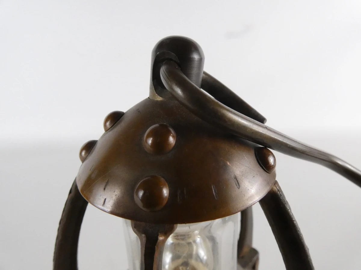 Vintage mijnwerkerslamp op batterijen / Decoratieve koperen lantaarn - foto 9