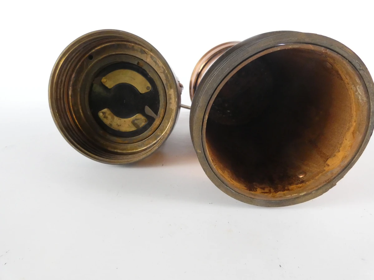 Vintage mijnwerkerslamp op batterijen / Decoratieve koperen lantaarn - foto 10