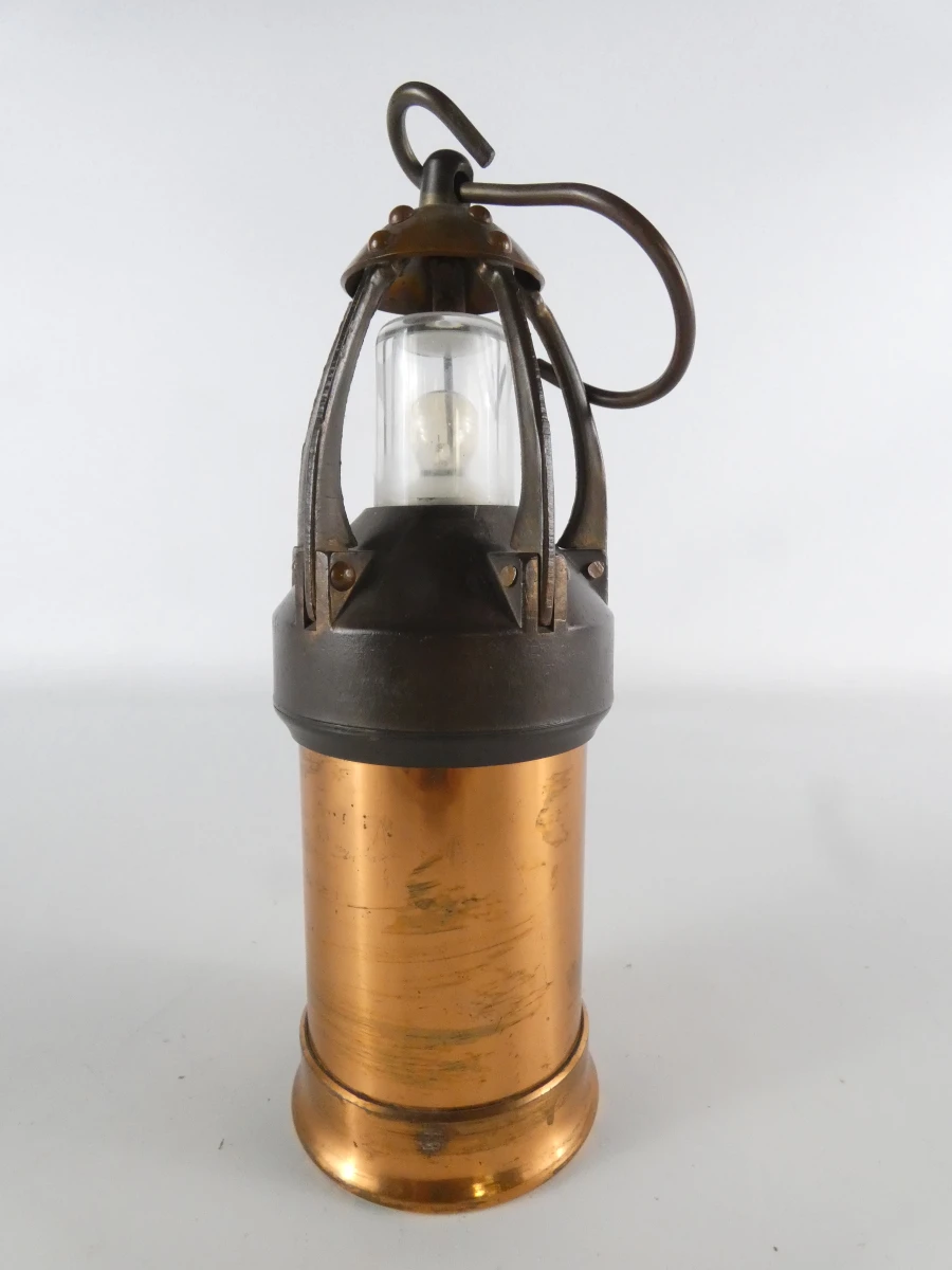 Vintage mijnwerkerslamp op batterijen / Decoratieve koperen lantaarn - foto 17