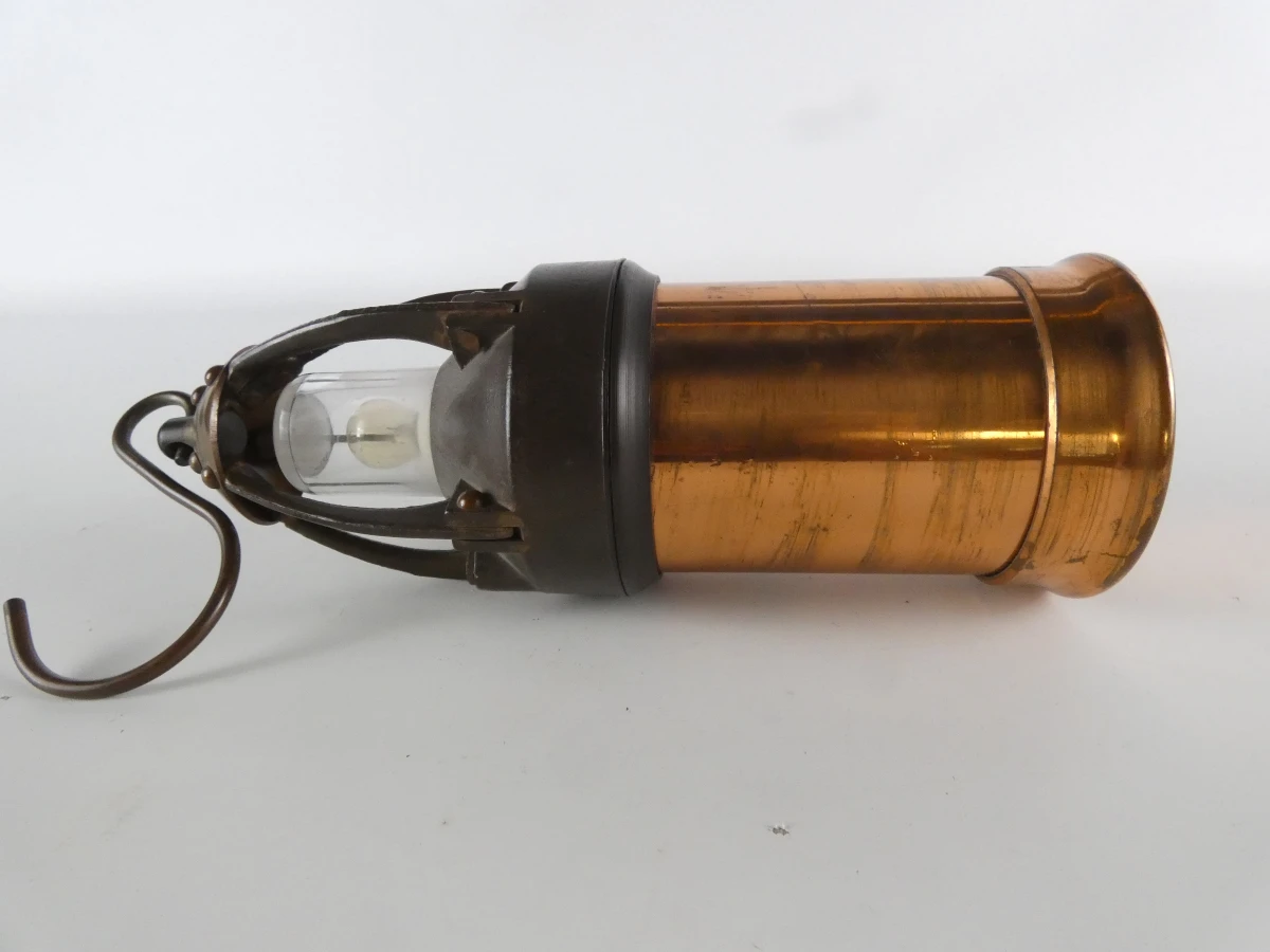 Vintage mijnwerkerslamp op batterijen / Decoratieve koperen lantaarn - foto 4