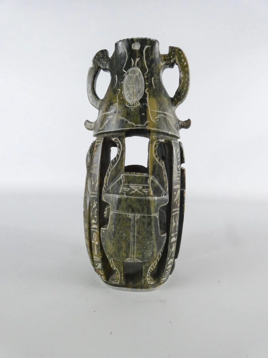 Decoratieve handgesneden stenen vaas/sculptuur in Egyptische stijl - foto 2