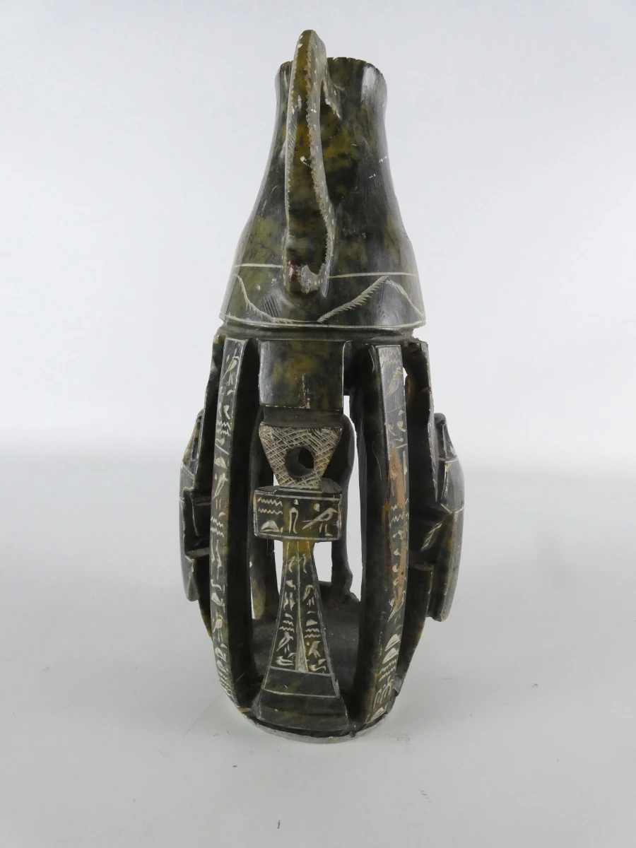 Decoratieve handgesneden stenen vaas/sculptuur in Egyptische stijl - foto 3