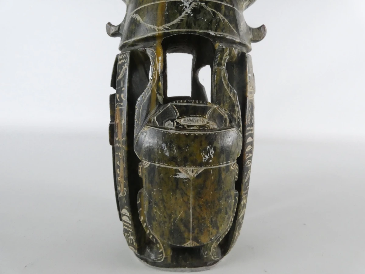 Decoratieve handgesneden stenen vaas/sculptuur in Egyptische stijl - foto 12