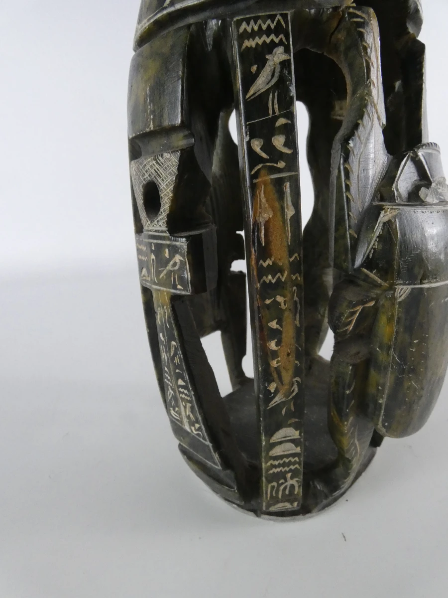 Decoratieve handgesneden stenen vaas/sculptuur in Egyptische stijl - foto 13