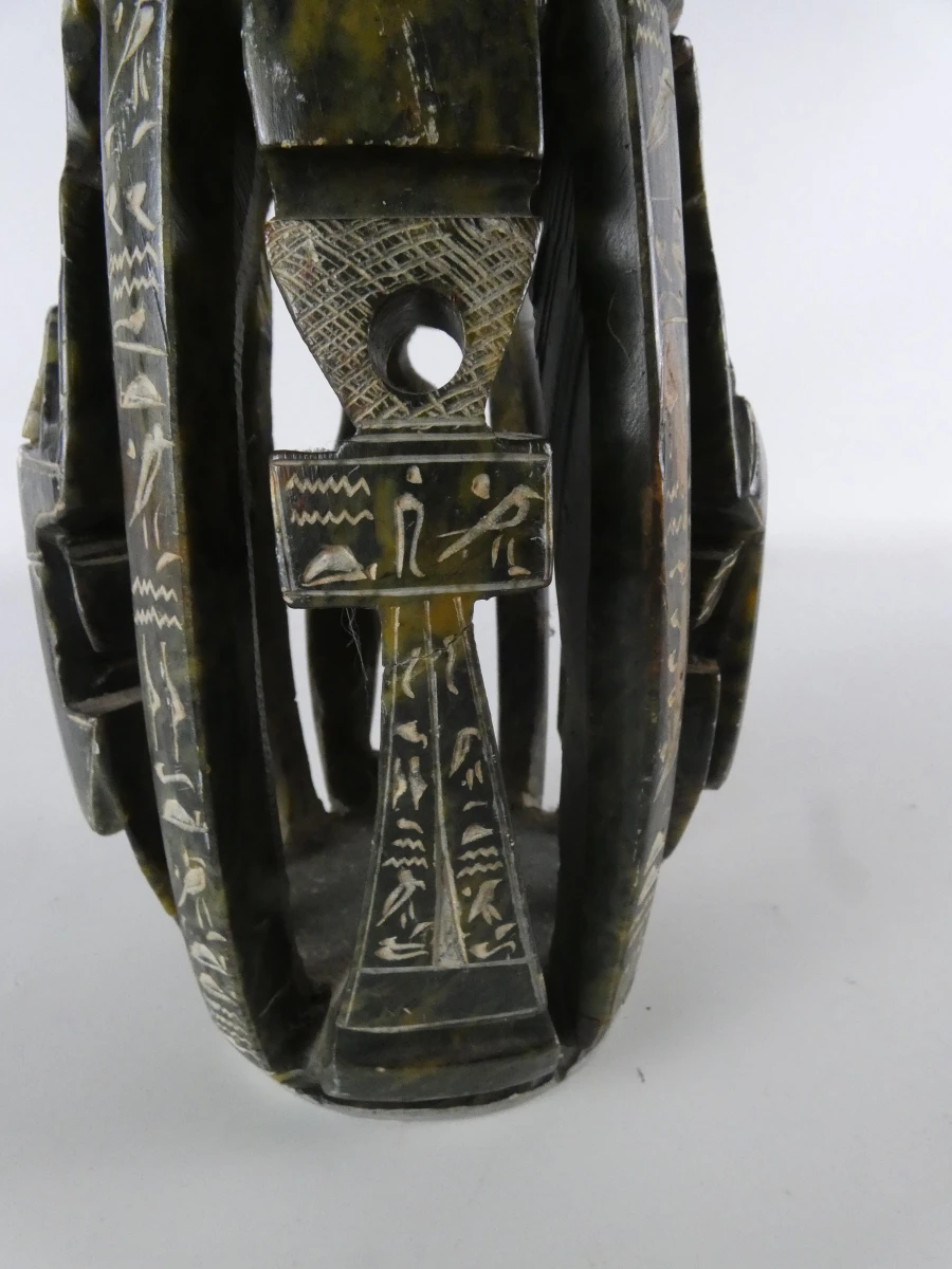 Decoratieve handgesneden stenen vaas/sculptuur in Egyptische stijl - foto 14