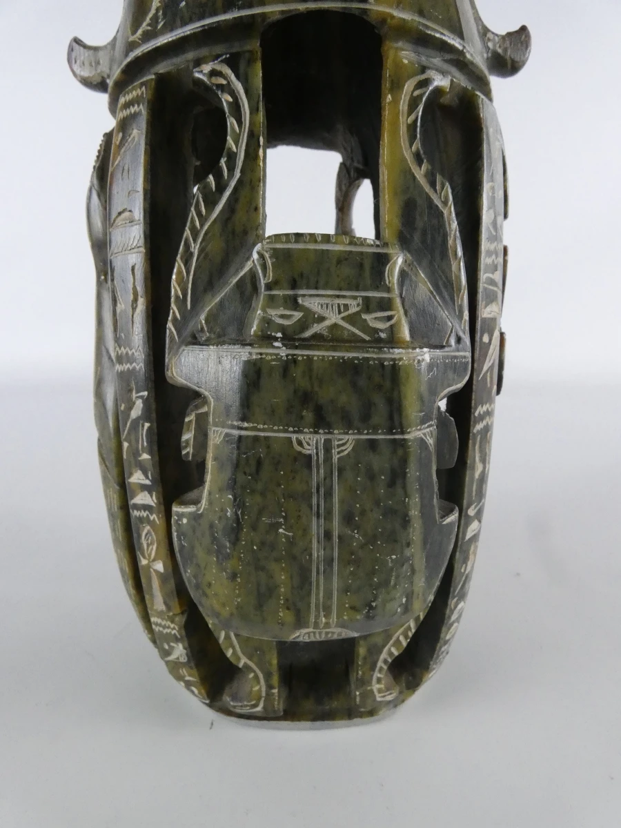 Decoratieve handgesneden stenen vaas/sculptuur in Egyptische stijl - foto 16