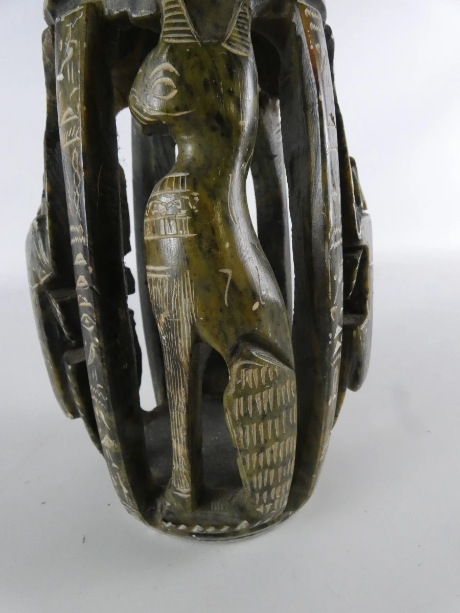 Decoratieve handgesneden stenen vaas/sculptuur in Egyptische stijl - foto 17