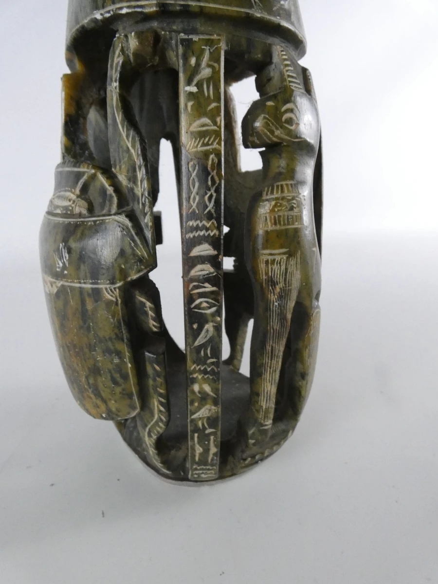 Decoratieve handgesneden stenen vaas/sculptuur in Egyptische stijl - foto 18