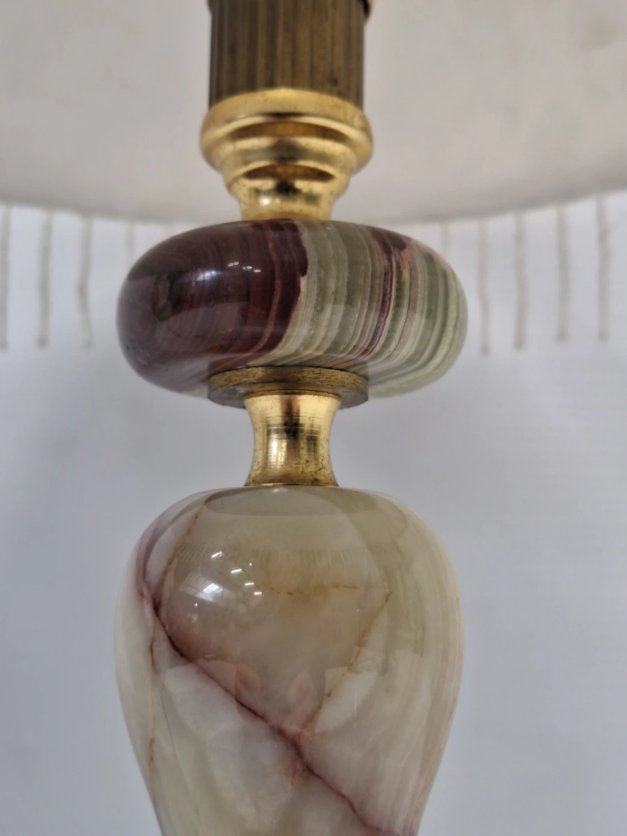 Vintage Italiaanse Onyx tafellamp - Hollywood Regency - Verguld messing - foto 6