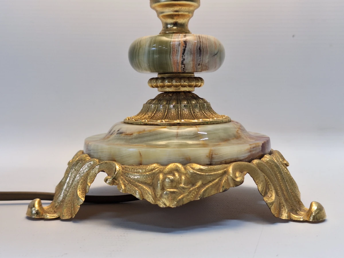 Vintage Italiaanse Onyx tafellamp - Hollywood Regency - Verguld messing - foto 3